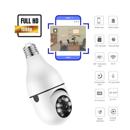 360° Bulb Holder WiFi Camera – Smart Security Camera with Night Vision