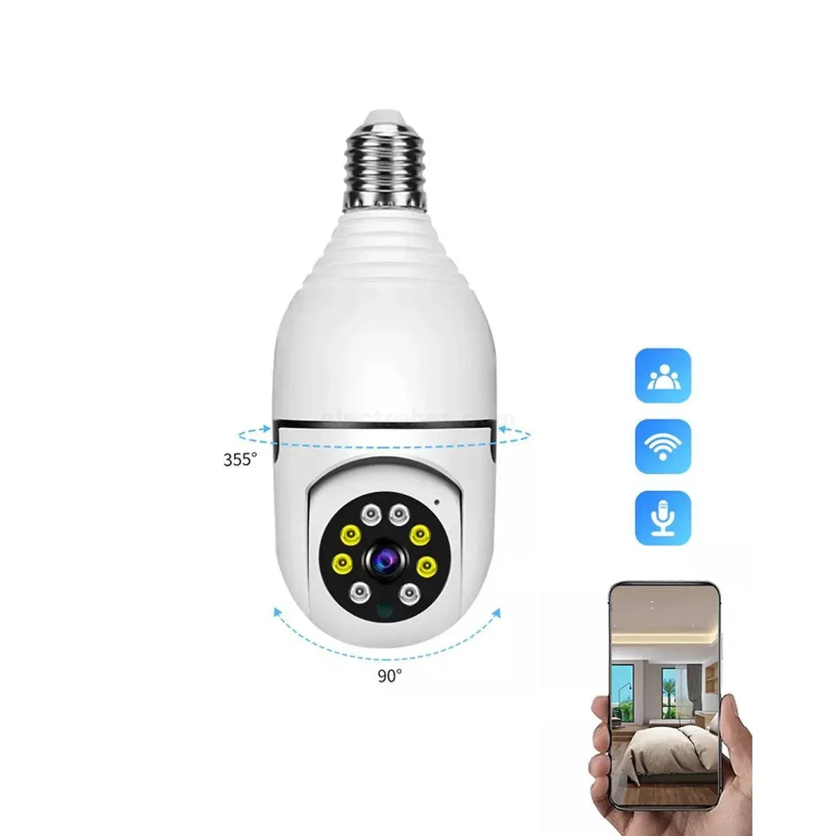 360° Bulb Holder WiFi Camera – Smart Security Camera with Night Vision